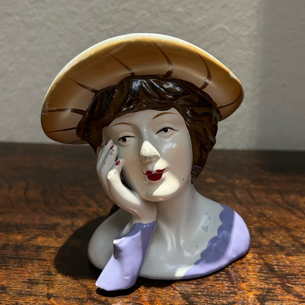4 Vintage Antique Lady Porcelain Figurine Busts - Picture 2 of 9